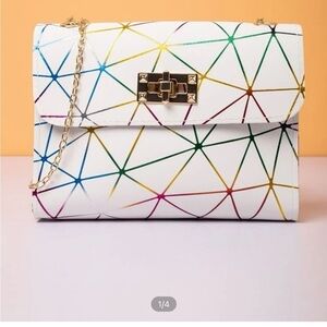 White Color Block Mini Bag